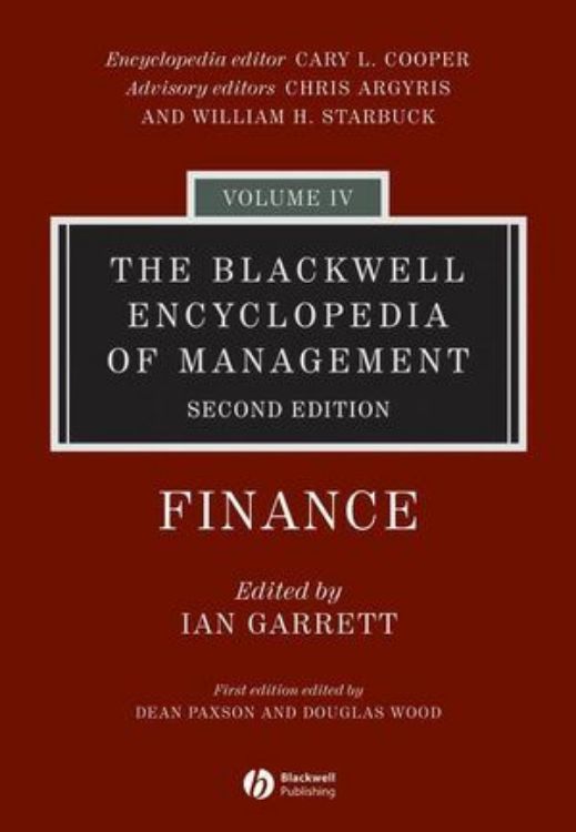 تصویر The Blackwell Encyclopedia of Management, Volume 4, Finance, 2nd Edition